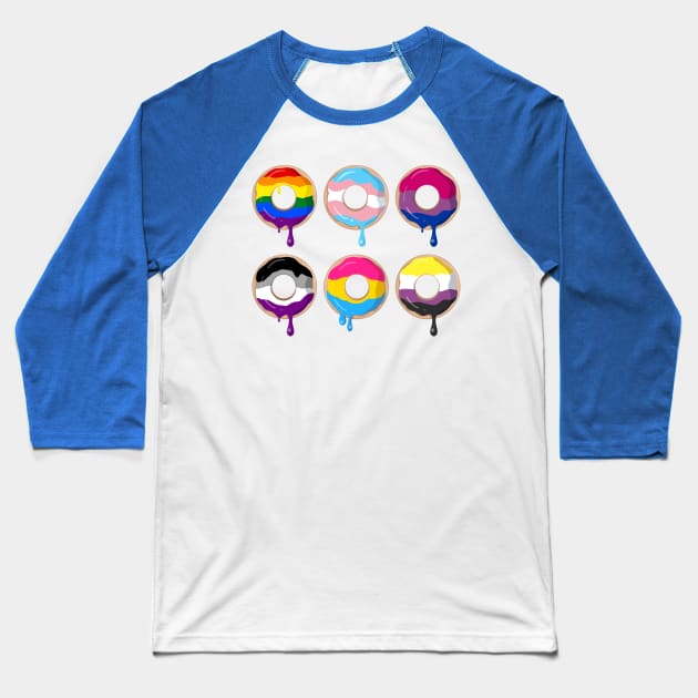 Pride Donuts Baseball T-Shirt by LittleGreenHat